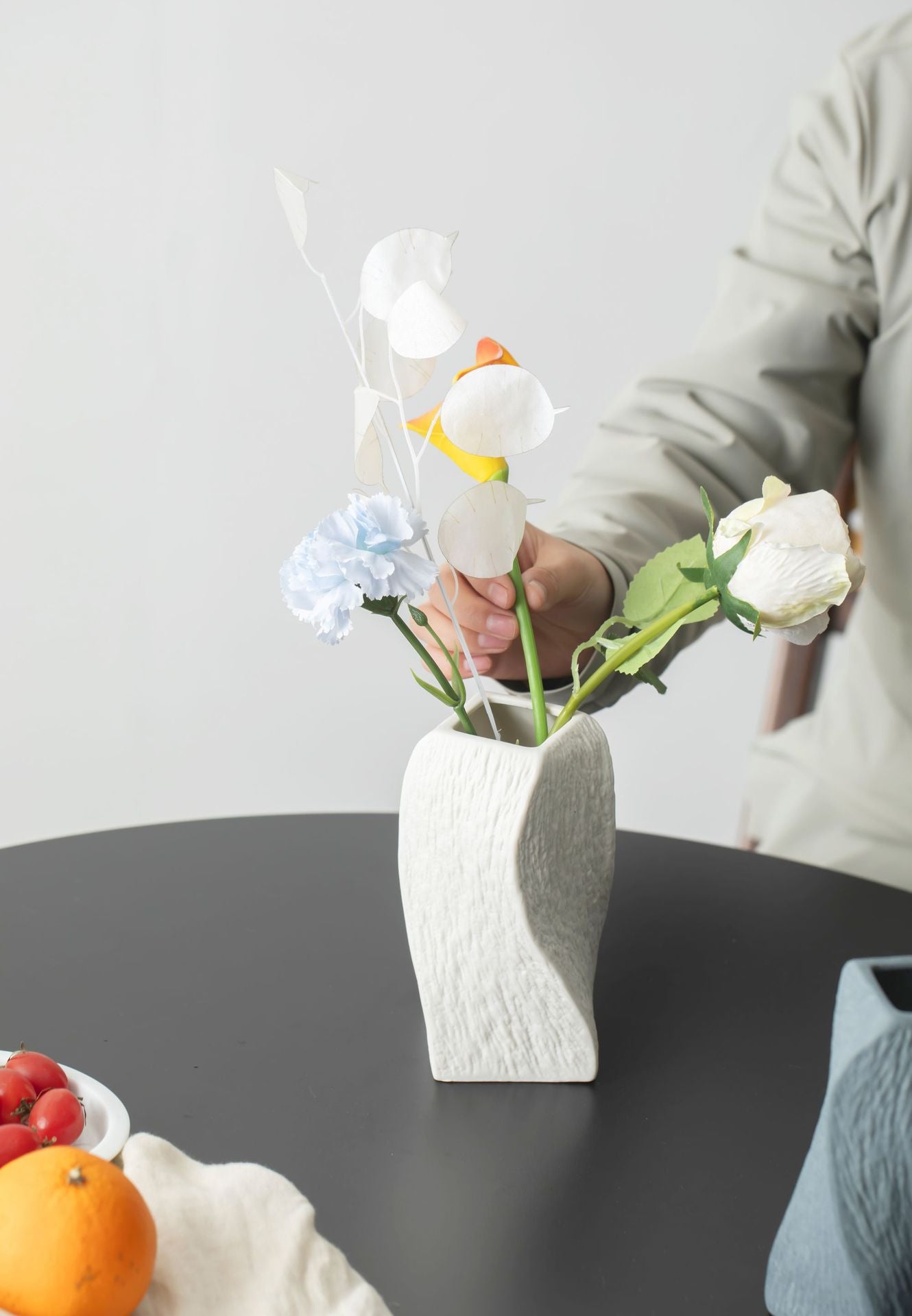 White Abstract Twisted Ceramic Vase