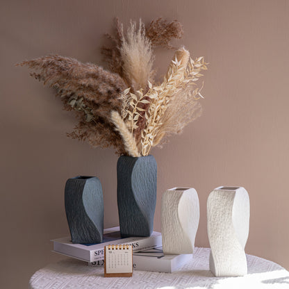 White Abstract Twisted Ceramic Vase