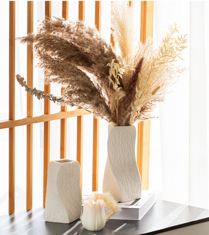 White Abstract Twisted Ceramic Vase