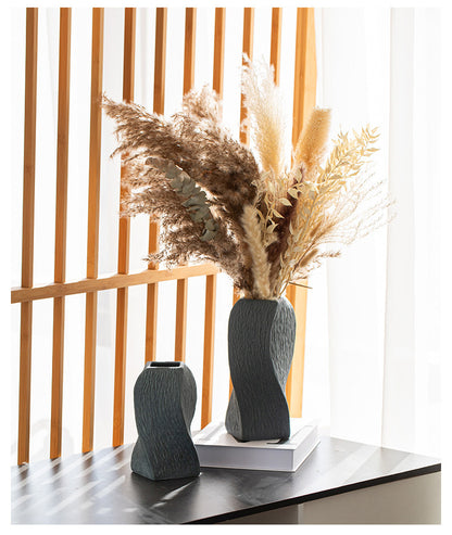 Grey Abstract Twisted Ceramic Vase