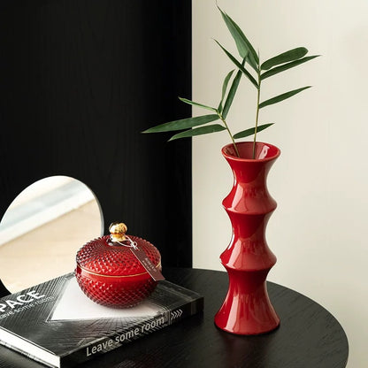 Glossy Red Ceramic Vase