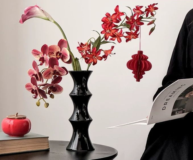 Glossy Black Ceramic Vase