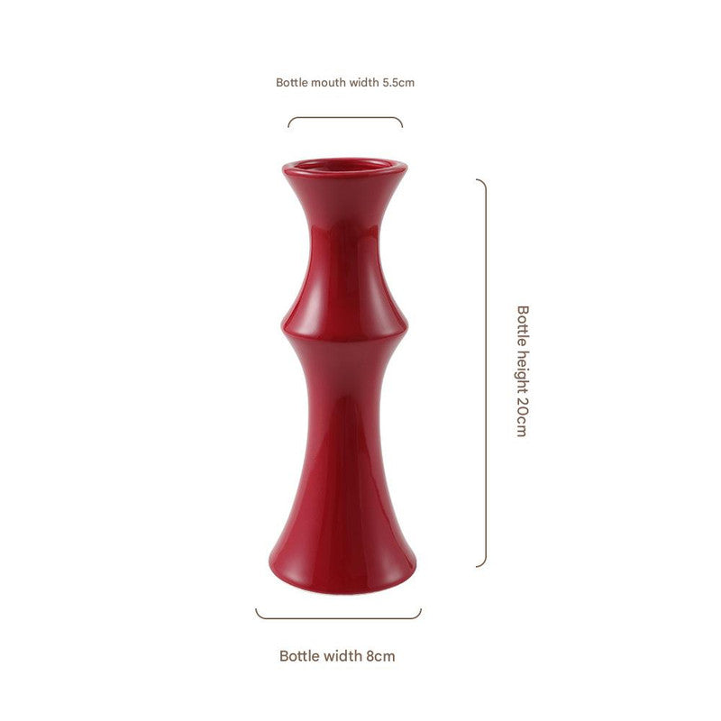 Glossy Red Ceramic Vase