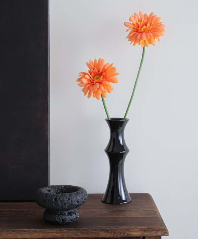 Glossy Black Ceramic Vase