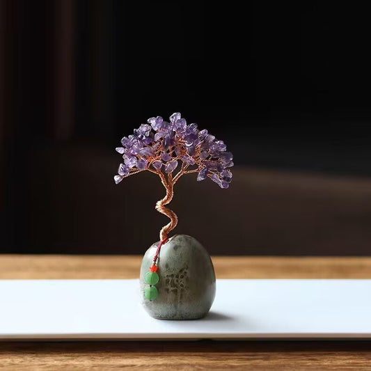 Purple Vintage Crystal Money Tree Vase