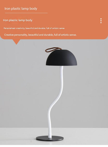 Black Sleek Minimalist LED Mushroom Table Lamp