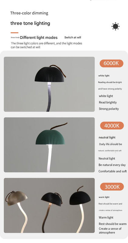 White Sleek Minimalist LED Mushroom Table Lamp