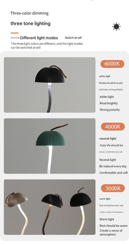 White Sleek Minimalist LED Mushroom Table Lamp