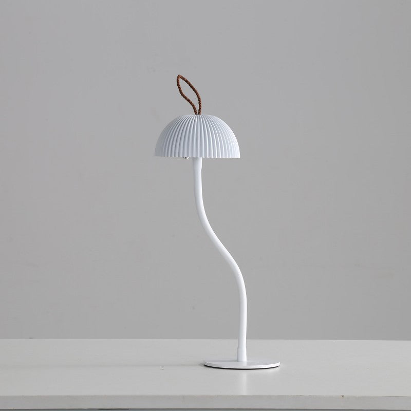White Stripes Sleek Minimalist LED Mushroom Table Lamp