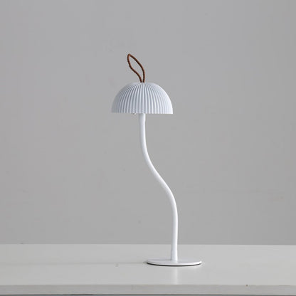White Stripes Sleek Minimalist LED Mushroom Table Lamp
