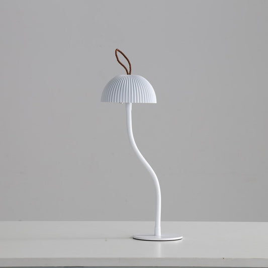White Stripes Sleek Minimalist LED Mushroom Table Lamp