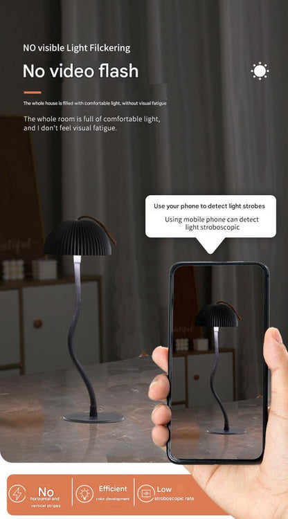 White Stripes Sleek Minimalist LED Mushroom Table Lamp