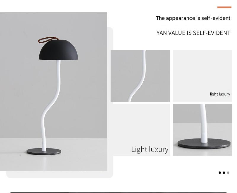 Gold Stripes Sleek Minimalist LED Mushroom Table Lamp