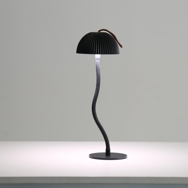 Black Stripes Sleek Minimalist LED Mushroom Table Lamp