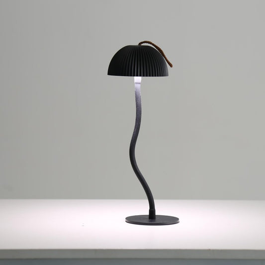 Black Stripes Sleek Minimalist LED Mushroom Table Lamp