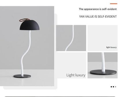 Black Stripes Sleek Minimalist LED Mushroom Table Lamp