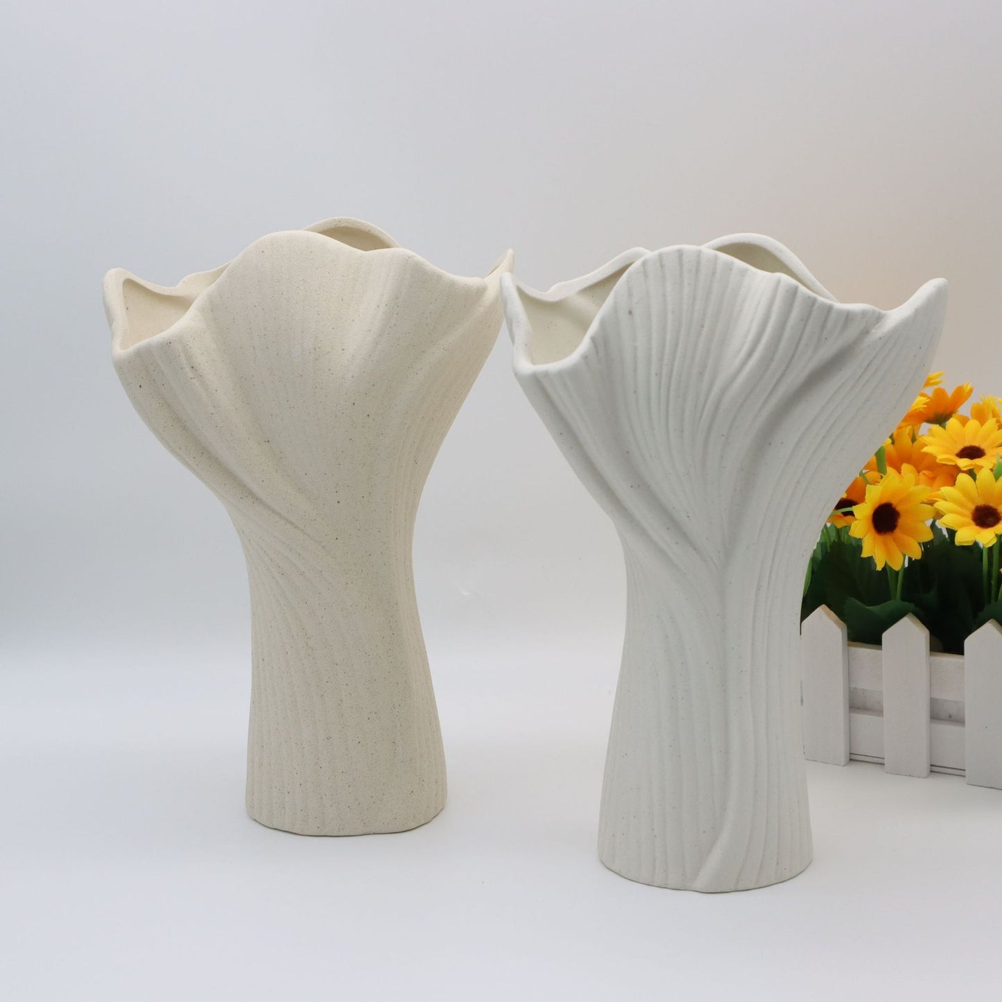 White Elegant Off-White Ceramic Vase