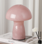 Leather Pink Retro Swirl Glass Mushroom Table Lamp