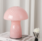 Pink Retro Swirl Glass Mushroom Table Lamp