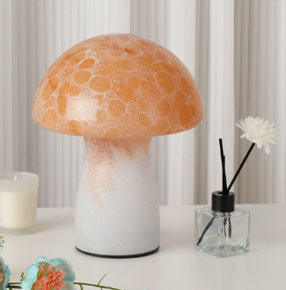 Orange Retro Swirl Glass Mushroom Table Lamp