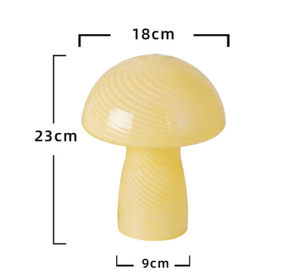 Orange Retro Swirl Glass Mushroom Table Lamp