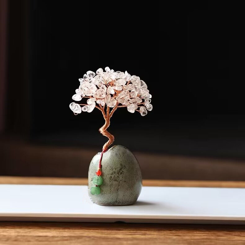 White Crystal Natural Crystal Wealth Tree Vase