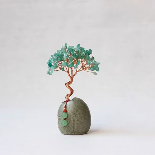 Tungling Jade Natural Crystal Wealth Tree Vase