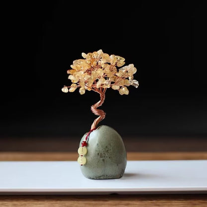 Yellow Crystal Natural Crystal Wealth Tree Vase