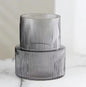 Grey Modern Two-Tier Ribbed Glass Vase