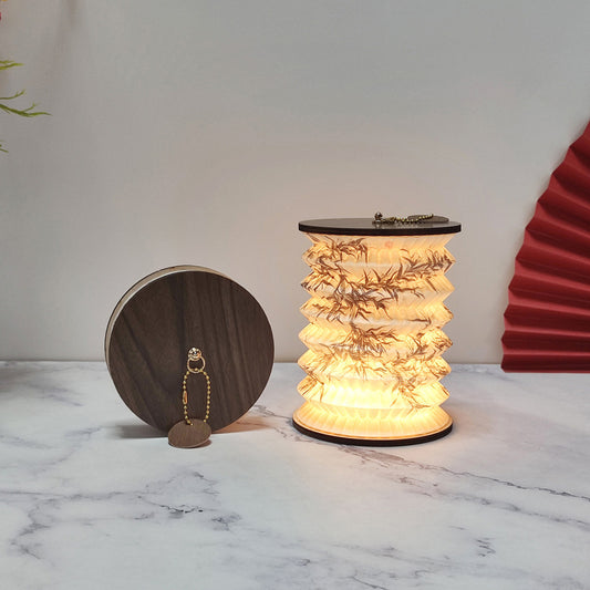 Foldable Telescopic Lantern Lamp - Ink Bamboo Painting