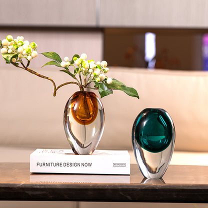 Artistic Teardrop Glass Vase - Amber