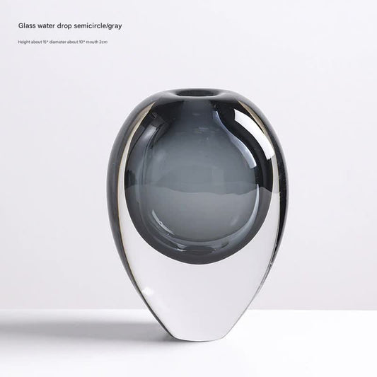 Artistic Teardrop Glass Vase - Grey