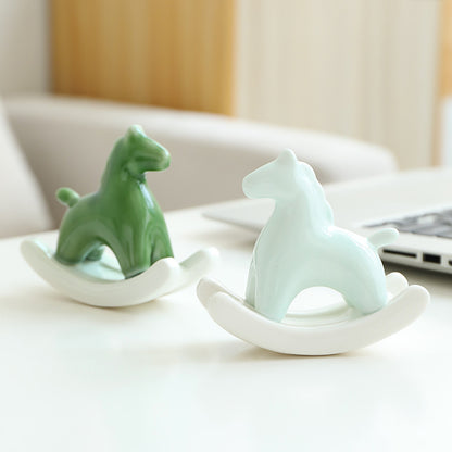 Green Modern Ceramic Rocking Horse Ornament