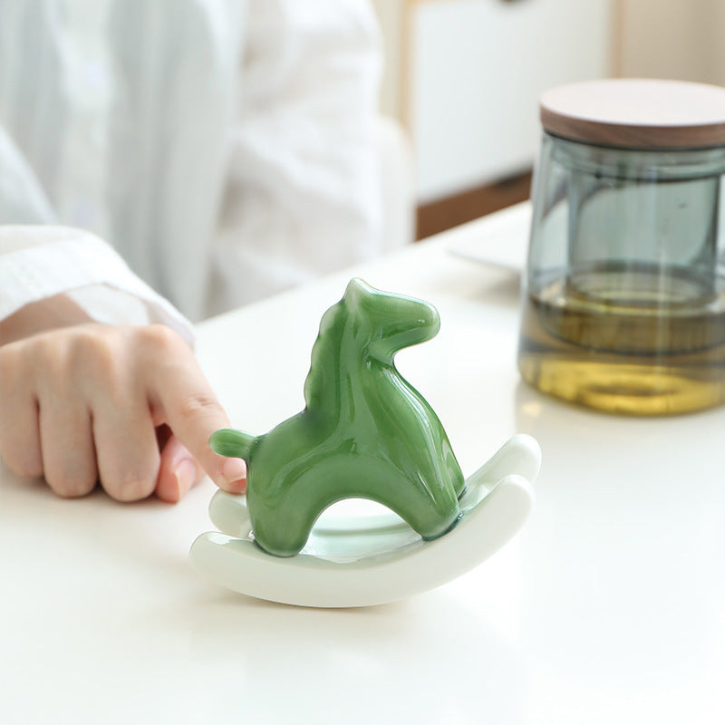 Pink Modern Ceramic Rocking Horse Ornament