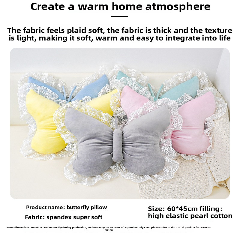 Blue Elegant Butterfly Lace Throw Pillow