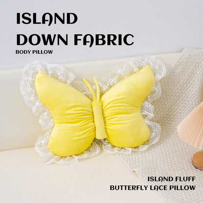 Grey Elegant Butterfly Lace Throw Pillow