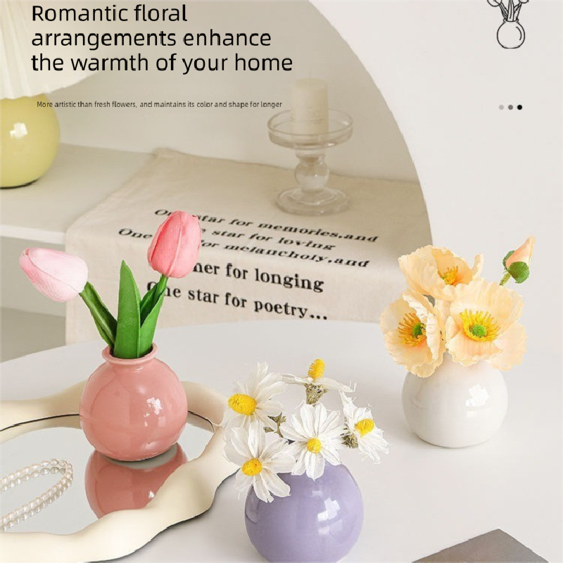 Ceramic Vase with Artificial Flowers Set