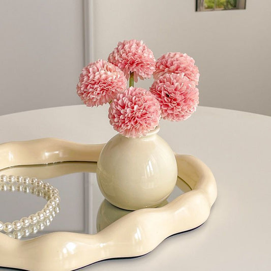 Ceramic Vase with Hydrangea Artificial Flowers Set