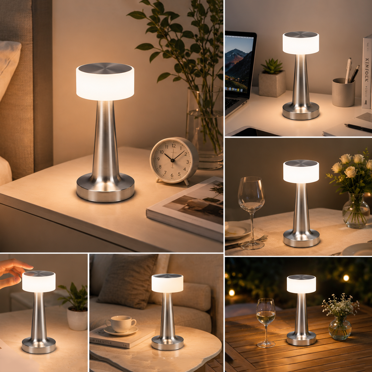 Silver Rechargeable Acrylic Shade UFO Table Lamp
