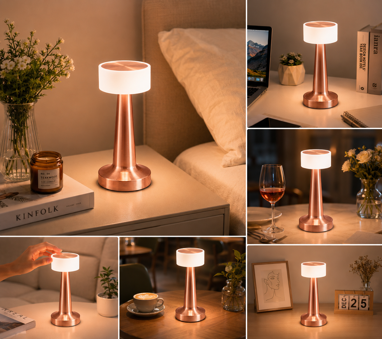 Copper Rechargeable Acrylic Shade UFO Table Lamp