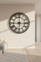Large Roman Numerals 60cm Wall Clock Metal - Black