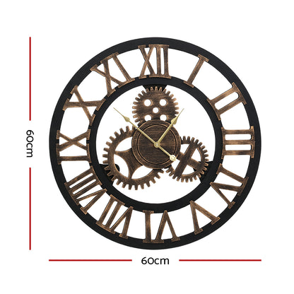 Large Retro Roman Numerals 60cm Wall Clock - Brown